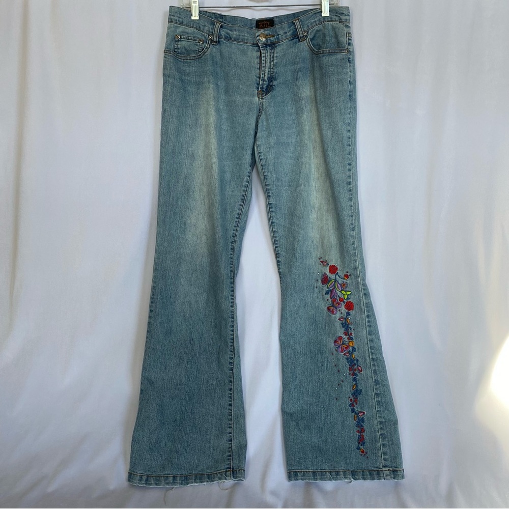 KUL denim jeans floral embellished Size 11